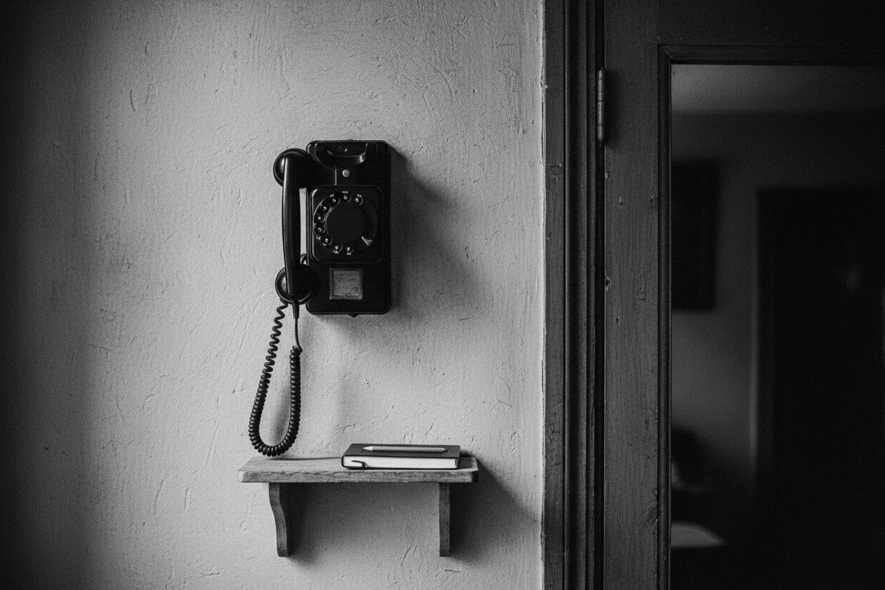 The black bakelite wall telephone