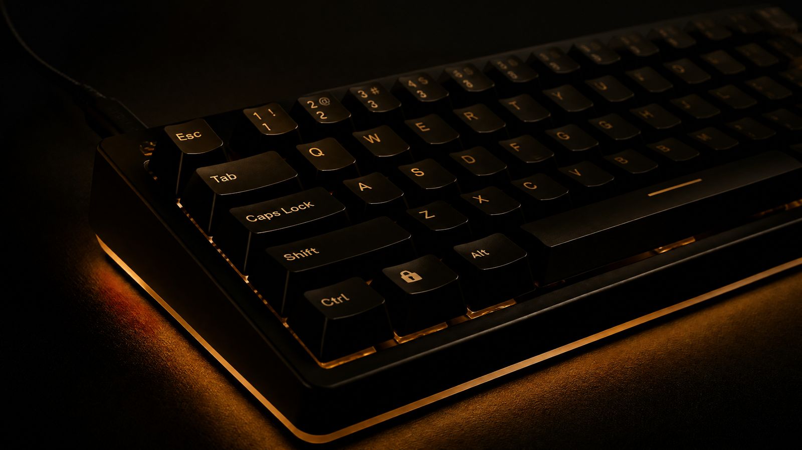 Keyboard with amber glow
