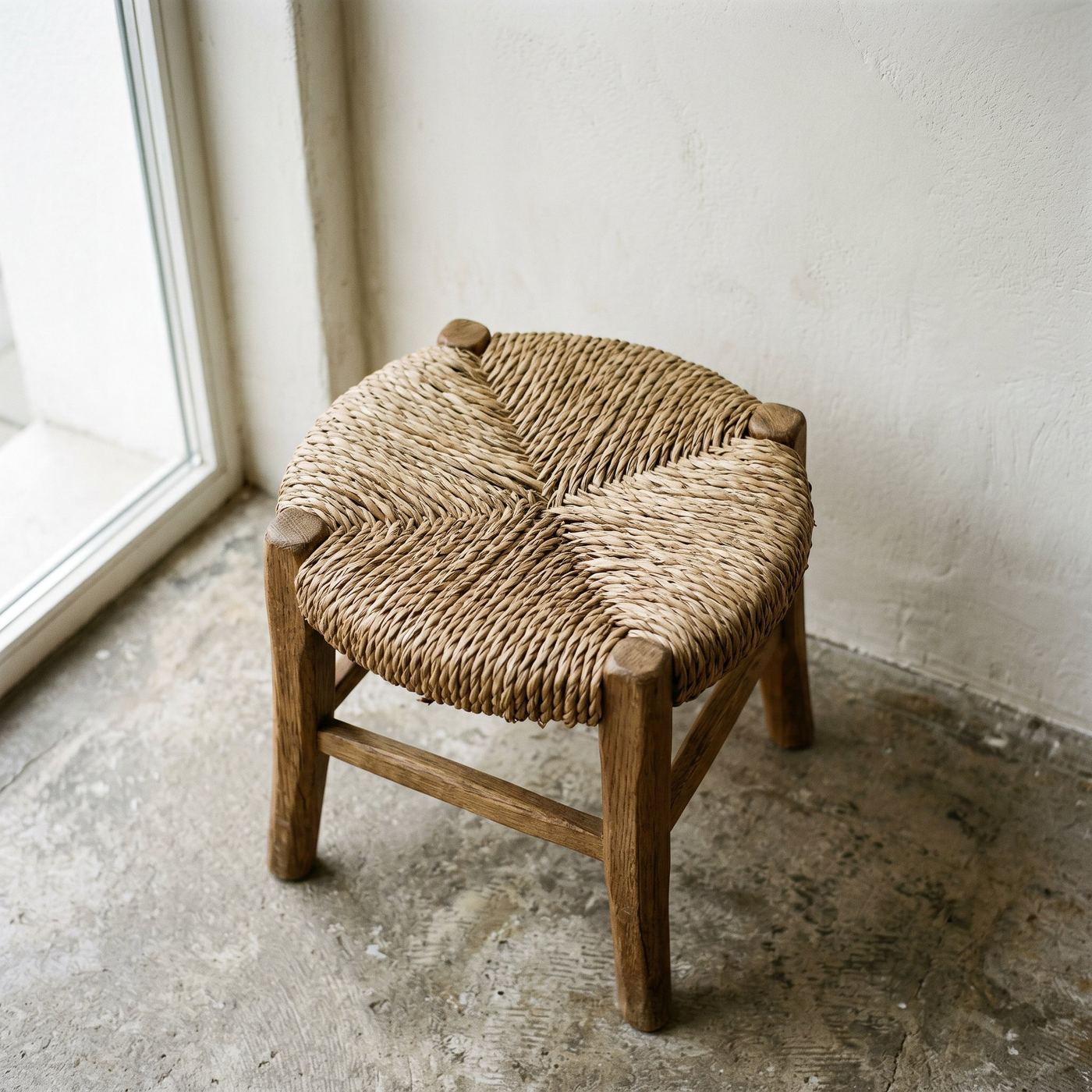 Woven rush stool