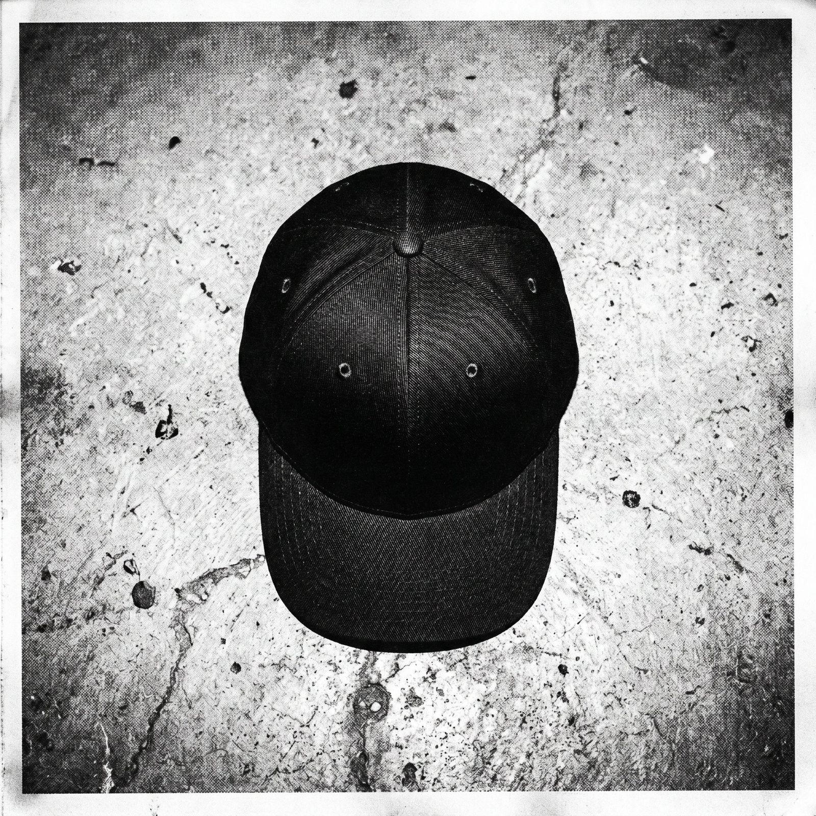 Structured cap on concrete floor, top-down