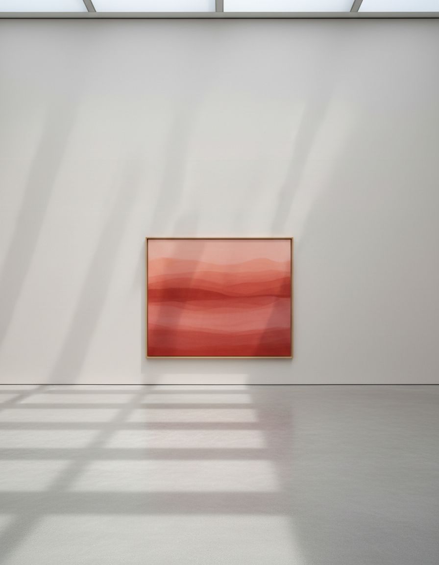 Red Interval — colour-field painting in layered reds