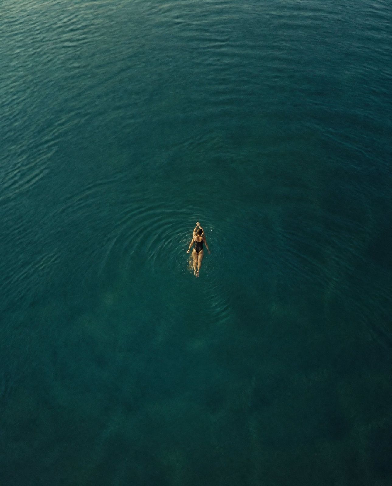 Swimmer in open water