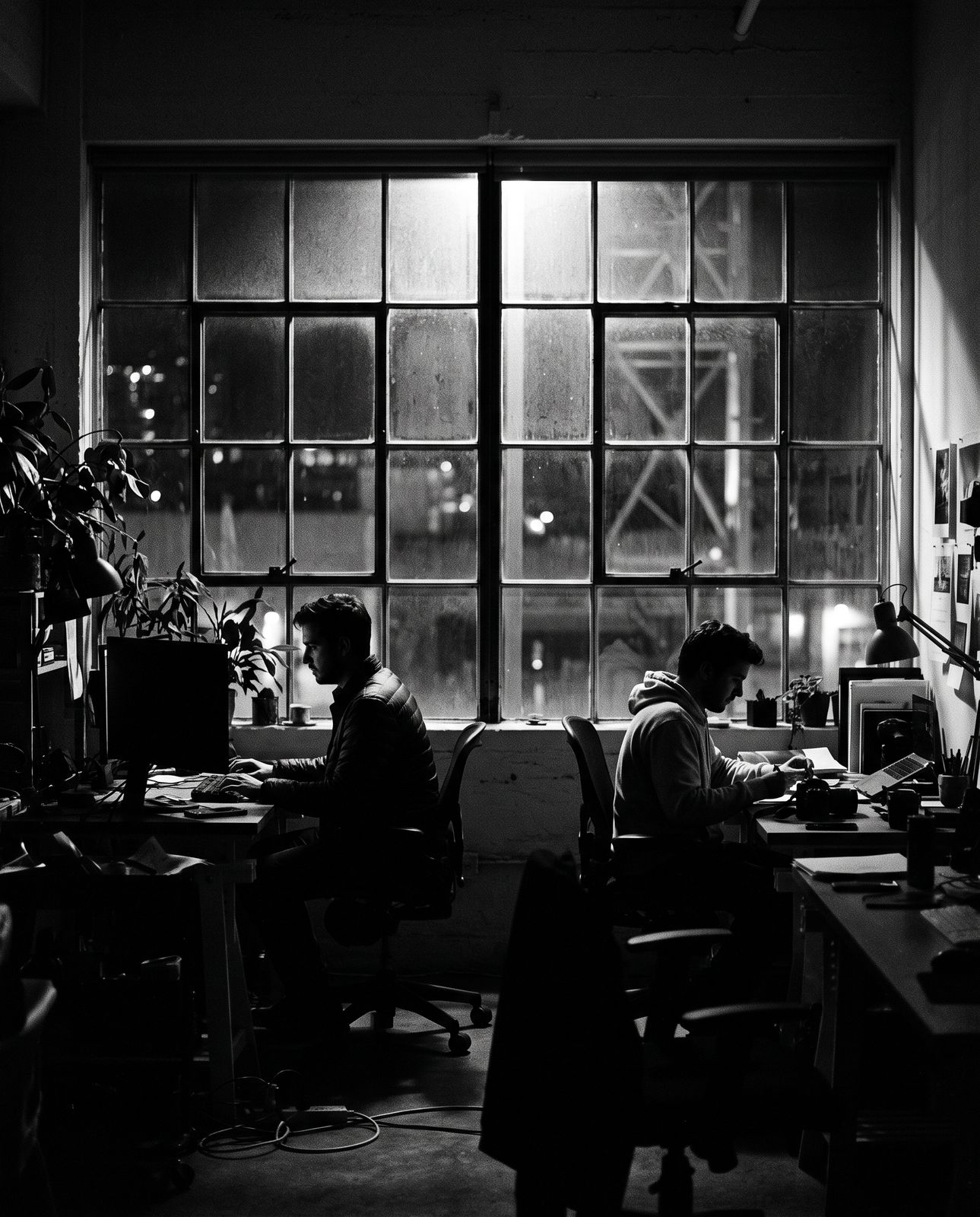 The studio at night